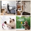 CUTIE PAW PAL Interactive Suction Cup Cat Toy for Indoor Cat, Long Tail Feather Bird, Spring Wire Suctions to Ground, Hands Free Bird Simulation Cat Toy Wand Set that Sticks to Floor, Feathers & Bells