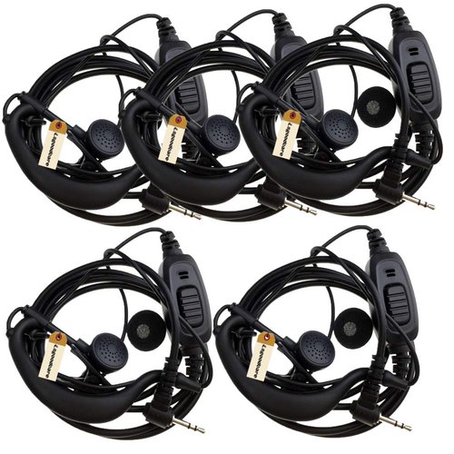 1 Pin G Shape Earhook Earpiece Headset PTT and Mic Compatible for HYT Hytera Two Way Radio TC1688 TC310 TC-1688 TC-310 TC-320 etc/Motorola Walkie Talkie, Pack of 5, By Lsgoodcare