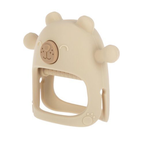 Nuby Silicone Wrist Teething Mitten - Baby Teether Ring - 3+ Months - Brown Bear