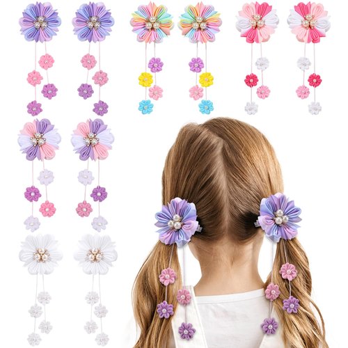 NCMAMA 10PCS Hair Bows for Girls Flower Hair Accessories for Girls Grosgrain Ribbon Bows With Alligator Clips Girl Hair Accessories for Toddler Kids Children Teens