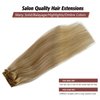 Licoville Clip in Human Hair Extensions 20 Inch Balayage Dark Brown with Bleach Blonde Highlight Real Hair Extensions Clip ins Human Hair 70g 5pcs Silky Blonde Hair Extensions Clip in for Women