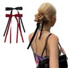 Frivievy Hair Ribbon Clips Hair Bows for Women Girls Simple Bow Clips Hair Bows with Small Long Tail Bow Accessories(Black,Red)