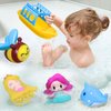 Oriate 5PCS Fairy Princess Bath Toys Set - Silicone Finger Puppets with Boat, Mermaid, Princess, Bee, Whale, Unicorn for Toddlers 1-3