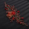 Aimimier Bridal Red Crystal Hair Comb Ruby Rhinestone Gold Hair Vine Side Comb Prom Party Festival Wedding Hair Accessories for Women (Red)