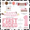 First Rodeo Birthday Party Decoration Western Cowgirl 1st Birthday Balloon Garland Kit with Cowgirl Happy Birthday Banner My First Rodeo Cake Topper for Western Theme Bday Party Supplies