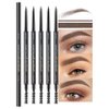 5 Pcs Waterproof Dual-Sided Fine Tip Brow Pencils Pack,Ultra-Fine Mechanical Pencil,Draws Tiny Brow Hairs, Defines, Fills Brows, Shapes, Contours, Combs, (Pack of 5)-Tea