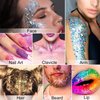 Holographic Body Glitter Gel, Mermaid Sequins Face Glitter Makeup for Body, Hair, Face, Nail, Eyeshadow, Long Lasting Waterproof Party Glitter for Festival Stage Nightclubs, 1oz (Laser Pink.)