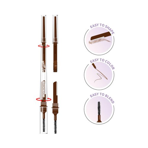 Music Flower Eyebrow Pencil,Portable 3 in 1 Eyebrow Shaping Enhancing Kit with Brow Trimmer & Brow Brush + Replaceable Brow Refills (Light Brown)