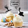 Black Glitter Halloween Zombie Dessert Cupcake Topper Fantasy Horror Theme Decor Supplies Boys Girls Woman Man Happy Birthday Party Decorations