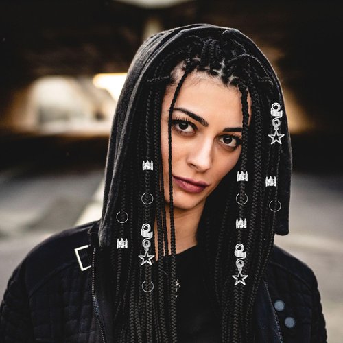 52 PCS Dreadlock Braids Hair Accessories Gold Silver Braiding Hair Star Deco Beads Hair Braid Clips Styling Shimmer Stretchable African Braid Braided Elastic Cord Ornament Hanging Decorating Wrapping