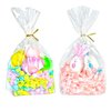 PigPotParty 8"x 11", 50Pcs Bottom Gusset Bags, Clear Cello Cellophane Treat Goodie Bags with 50x Twist Ties, Party Favor Packaging, Gift Mug Wrapping, Food Storage(No Side Gusset)