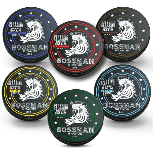 Bossman Beard Balm Variety Pack - Beard Grooming, Growth and Care Kit - Softener and Moisturizer - All 6 Scents