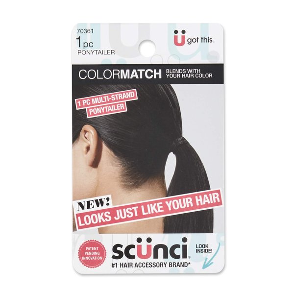 Scunci Color Match Multi-Strand Ponytailer Hair Elastic, Black
