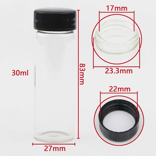 30ml (1 Oz) Clear Glass Vials Liquid Sample Transparent Glass Bottles Screwcap Lab Capacity Container Pack of 24
