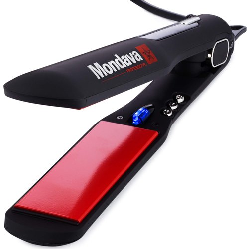 MONDAVA Professional Ceramic Tourmaline Flat Iron Hair Straightener - Dual Voltage Adjustable Digital Technology, Straighten & Style Wild Hair Under 8 Min (Classic)