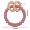 Dirbabi Baby Teether, One Piece Design Silicone & Beech Teething Ring Toy for Babies, BPA Free (Power Rose)