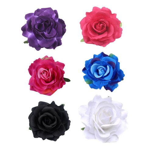 Lofruiin Women's 6Pcs Vintage Elegent Rose Flower Hairpin Hair Clip with Brooch for Party Travel Festivals (6 Colors 1)