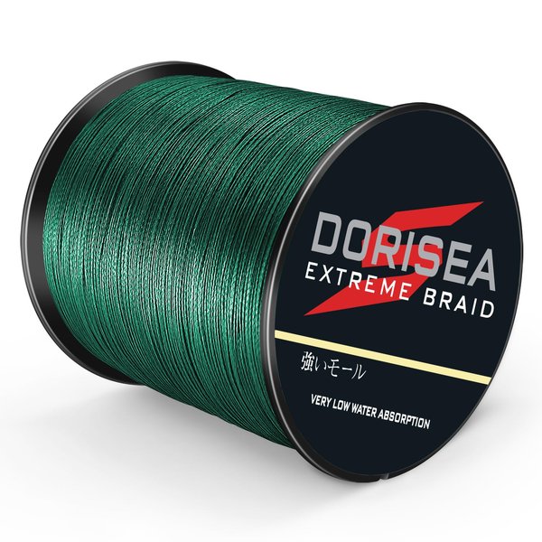 Dorisea Extreme Braid 100% Pe Moss Green Braided Fishing Line 109Yards-2187Yards 6-550Lb Test Fishing Wire Fishing String Incredible Superline Zero Stretch (500m/546Yards 6lb/0.10mm)