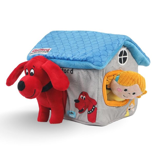 Clifford® Cozy House Puzzle Toys for Dogs | Hide and Seek Mentally Stimulating Toys for Dogs | 7.9" Plush Dog Toy, Extra Characters, Squeakers, Crazy Crinkle Fun