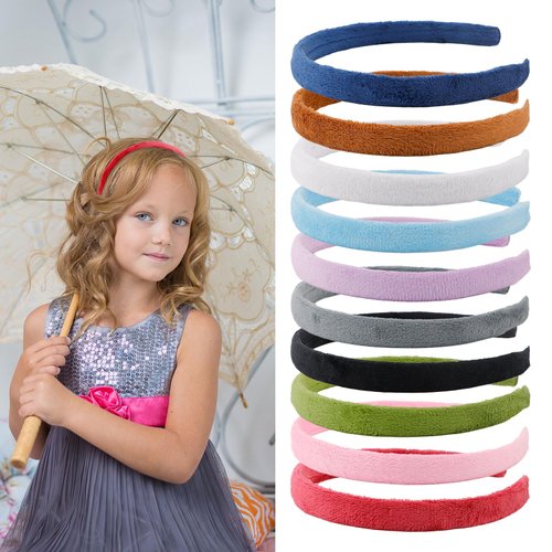 AMCAMI 10 PCS Headbands for Girls Thick Headbands for Women Velvet Headband Plastic Headband Plain Headbands for Crafts Headband Bulk DIY Craft Fashion Back Holder Hair Band