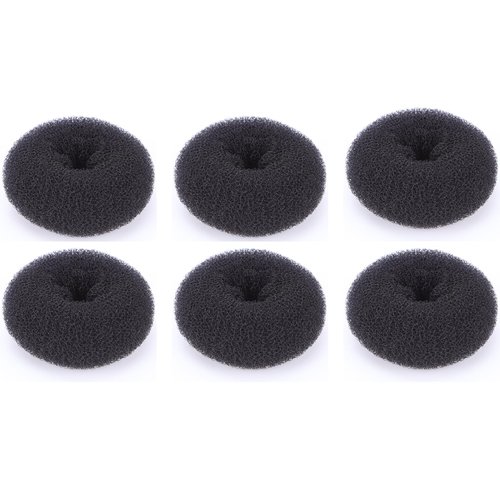 Bestac 6 PCS Extra Small Hair Bun Maker for Kids, Chignon Hair Donut Sock Bun Form for Girls, Mini Hair Doughnut Shaper for Short and Thin Hair (Small Size 2.4 Inch) (Black)