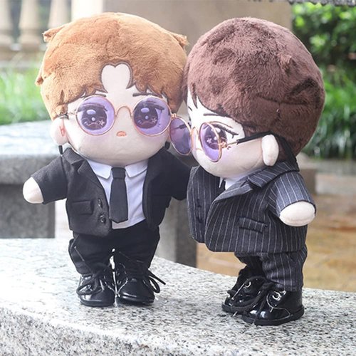niannyyhouse Black Suit Coat Tie White Shirt Pants 15cm Plush Doll Clothes Doll Dress Up (Black-2)