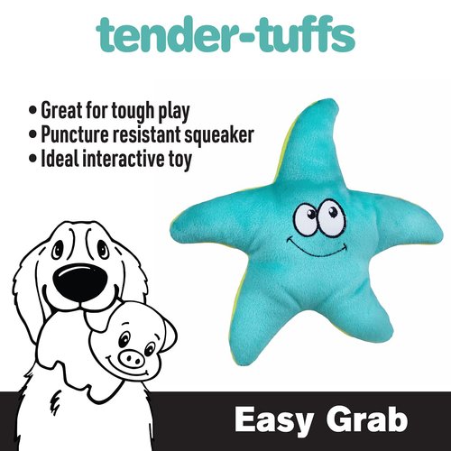 SmartPetLove Tender-Tuffs Easy Grab - Small Squeaky Soft Plush Starfish Dog Toy - Great for Puppies and Adult Dogs