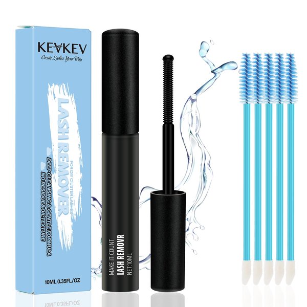 KevKev Lash Remover for Lash Extensions Remover 10ml Lash Cluster Remover for Cluster Lashes Eyelash Remover with Lash Brush Cotton Swabs Lash Glue Remover Lash Bond and Seal Easy Removal Adhesive