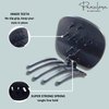 Parcelona French Onde Round Black Matte Finished Celluloid Side Slide in Secure Grip Hair Updo Yoga Hair Claw Clip Clamp Clutcher - 2 3/4 Inch