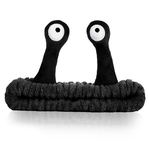 SuPoo Black Snail Face Wash Headband Funny Skincare Spa Headband Cute Alien Puffy Makeup Headbands for Women Stretchy Antenna Eyes Hair Wrap Hair Band for Washing Face Hair Accessories