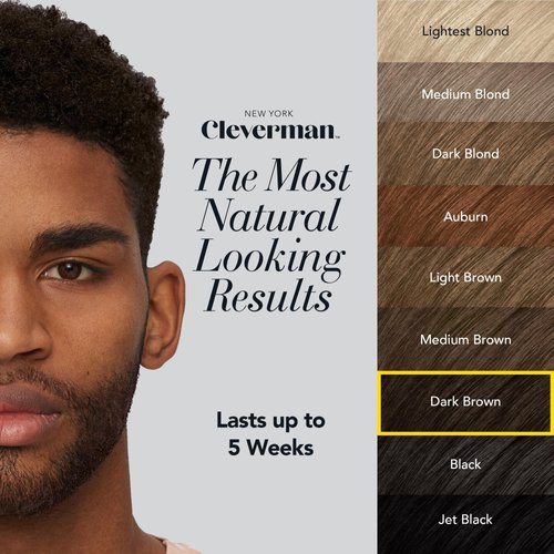 Cleverman Hair & Beard Dye Kit for Men, All-in-One Reusable Mens Hair Color, Natural Gray Coverage, Ammonia-Free Beard Mustache Dye for Men (Dark Brown for Black Men)