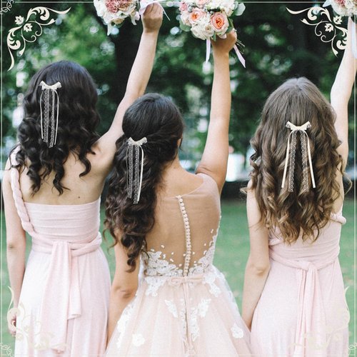 Tyqour 2pcs Lace Hair Bows Clips with Long Tail for Women Girls White Lace Bows for Hair Cute Lace Hair Ribbon Bow Bowknots Tassel Hair Barrettes Gifts for Baby Toddlers Teens Kids