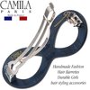 Camila Paris CP3275 French Hair Barrette Clip for Girls, Handmade, Blue, Strong Hold Grip Hair Clips for Women, No Slip and Durable Styling Girls Hair Accessories, Made in France