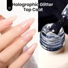 beetles Gel Polish Glitter Top coat Gel Polish 15ml Reflective Silver Mix Glitter Shiny Gel Nail Polish No Wipe Uv Gel Top Coat Nail Decoration Nail Art Sparkle Manicure DIY Home Salon