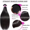PINJUOO Bob Bundles Human Hair Short Straight Hair 3 Bundles 12 12 12 Inch 100% Unprocessed Raw Weave Human Bundles Sew in Human Hair Extensions Natural Black Color for Women (100g/Bundle）