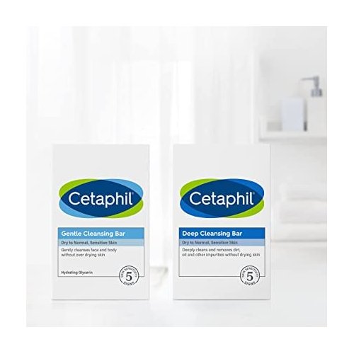 Cetaphil Deep Cleansing Face & Body Bar for All Skin Types, 4.5 oz (Pack of 2)