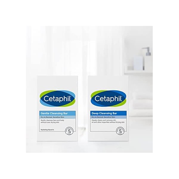 Cetaphil Deep Cleansing Face & Body Bar for All Skin Types, 4.5 oz (Pack of 2)