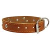 Genuine Leather Studded Dog Collar, Tan, 1" Wide. Fits 13"-17.5" Neck Size