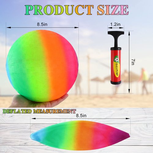 Nakotii 6PCS Playground Balls,8.5 Inch Inflatable Dodge Balls,Dodgeball Balls,Rubber Bouncy Dodge Ball with 1 Hand Pump for Indoor Outdoor Games Camps Schoolyard Picnic