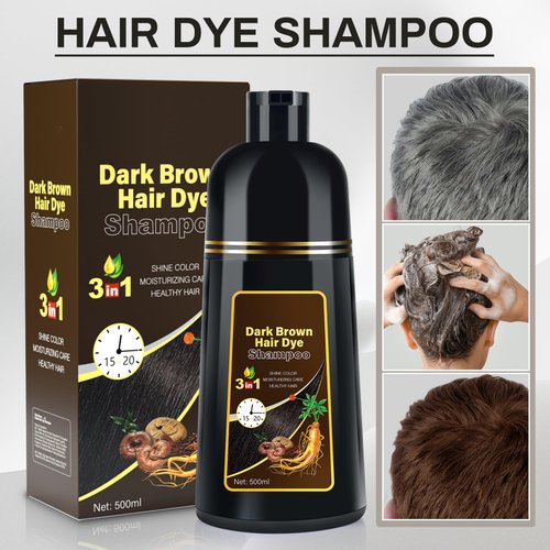 Dark Brown Hair Dye Shampoo 3 in 1 Shampoo para canas mujer Hair Color Shampoo for Gray Hair Coverage for Women Men, Semi-Permanent Natural Hair Dye Shampoo