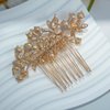 Crystal Wedding Flower Hair Comb Silver Bridal Side Hair Combs Rhinestone Leaf Headpiece Handmade Diamond Hairpiece Bride Hair Accessories for Women (Gold)