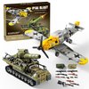 WW2 Military Toys Building Sets, Create a BF109 Fighter Plane & a Karl Giant Mortar Tank, Compatible with Lego, Great Army Airplane Toy for Boys and Kids Age 8-12