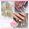600Pcs Rose Flowers Nail Charms and Flatback Pearls,Mixed Size 3D Flower Cute Nail Charms for Acrylic Nail Supplies Design,White Half Pearls for Nail Jewelry DIY Crafts Nail Art Decoration Accessories