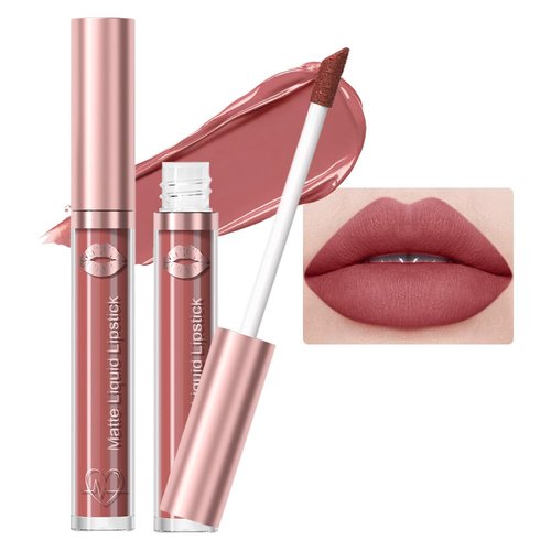 JUAAZIN Rose Red Matte Liquid Lipstick With Highly Pigmented and Rich Colors, Matte liquid Long-Lasting Wear Non-Stick Cup Not Fade Waterproof Lip Gloss (Rose Red 05#)