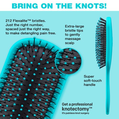 The Knot Dr. hair brush by Conair - Detangling hair brush - Removes Knots and Tangles in wet or dry hair - detangler brush - Blue