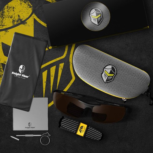 BLUPOND Polarized Sports Sunglasses for Men - Daytime Anti-Glare Copper TAC Lens - Metal Semi-Rimless Frame - Driving Fishing Shooting - Knight Visor