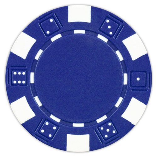 DA VINCI 50 Clay Composite Dice Striped 11.5 Gram Poker Chips, Blue