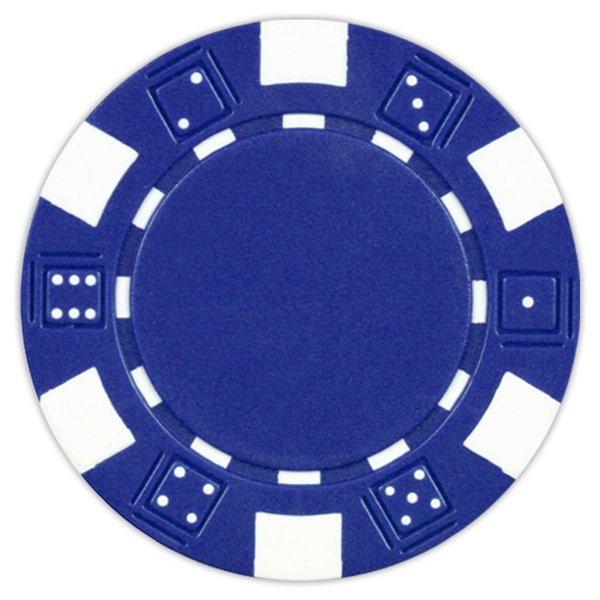 DA VINCI 50 Clay Composite Dice Striped 11.5 Gram Poker Chips, Blue