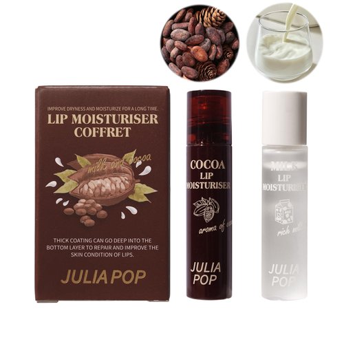 Lip Oil, Lip Balm Set Lasting Moisturizing and Care of your Lips, Lip Sleeping Mask Cracked Dry Lips Moisturize, Coco for Day and Milk for Night（Pack of 2）