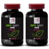 Anti gray hair - ANTI GRAY HAIR COMPLEX - Vibrant hair, Gray tone refinement, Dynamic hair, Lively hair color, Gray reduction care, Hair brilliance boost, Natural color revival 2 Bottles 120 Caps